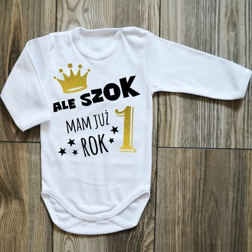 Body długi rękaw "Ale szok mam już rok!" Moocha czarne