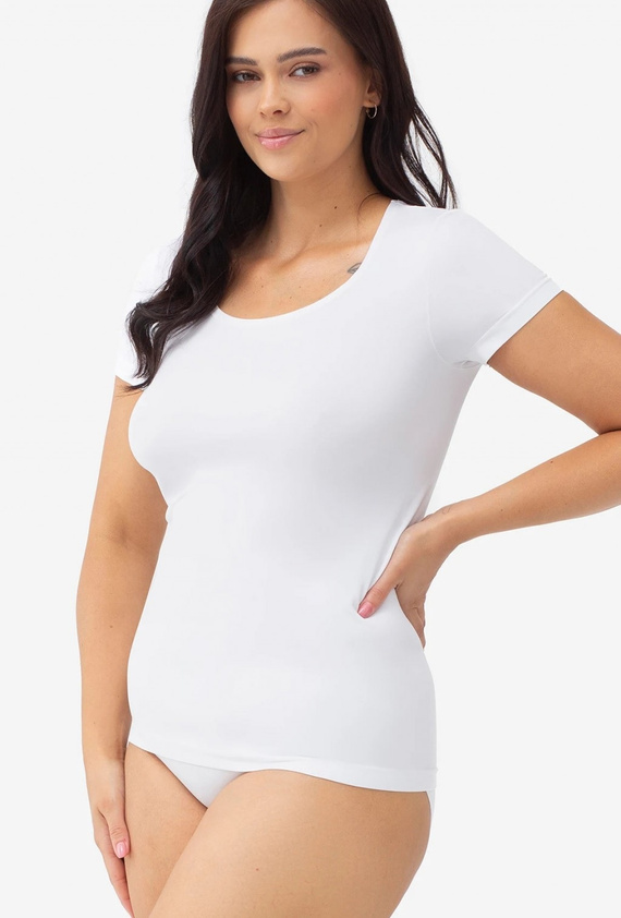 Gatta T-Shirt 2K 608 koszulka damska bezszwowa z mikrofibry krótki rękaw biały