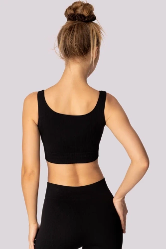 Ribbed top biustonosz sportowy prążek Mona czarny