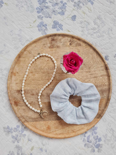 GL Scrunchie lniana gumka do włosów Marija - błękitny