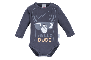03227GDR "Hello Dude" Body z długim rękawem Makoma grafitowy
