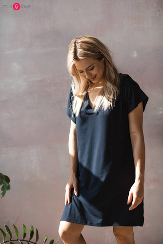 Moon bambusowa koszula nocna ciążowa i do karmienia Milk&Love granatowy