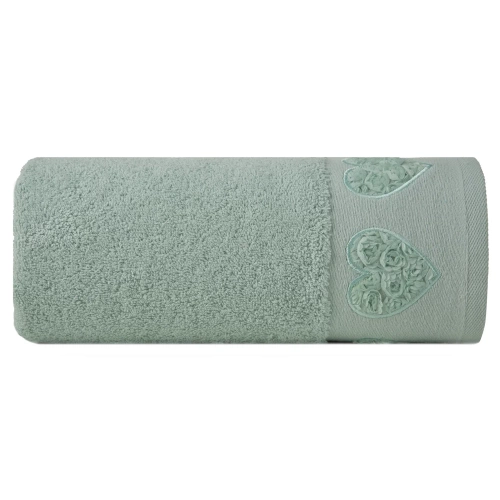 Kamila ręcznik serca wypełnione różyczkami Eurofirany miętowy 