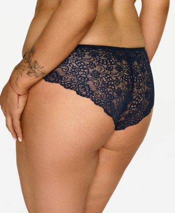 2619 Figi Lupoline– granatowe klasyczne z koronką i złotym detalem