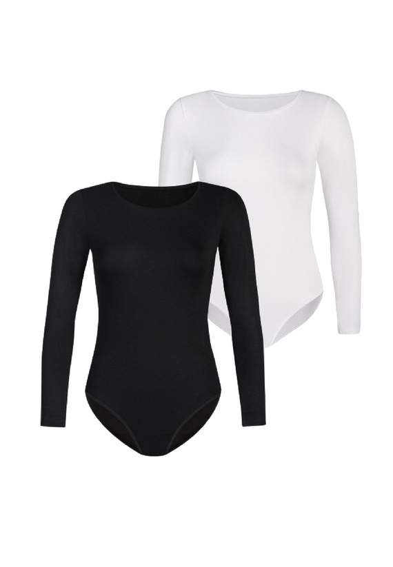 2404-2 Longy Body damskie 2-pack Teyli - biały-czarny