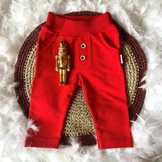 Mamatti Spodnie Dresowe SM014 Merry Christmas – Czerwone, Bawełniane