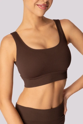 Ribbed top biustonosz sportowy prążek Mona caffe