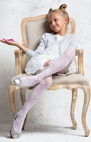 RAM-012 Rajstopy ażurowe 30 den Yo! - 53 biały kwiatki