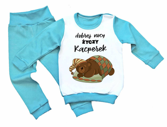 Śpiący miś Piżamka dziecięca z imieniem Moocha różowy 