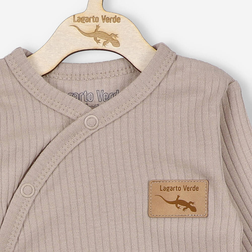 KAR-0003 Body kopertowe z dzianiny prążkowej Lagarto Verde - beżowy