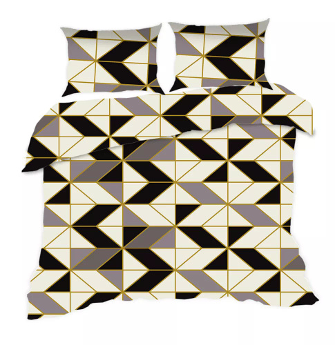 1808N Pościel bawełniana Classic E24 Karo geometria kremowa szara czarna– 100% bawełna, trwała, kolorowa, komplet 2-częściowy