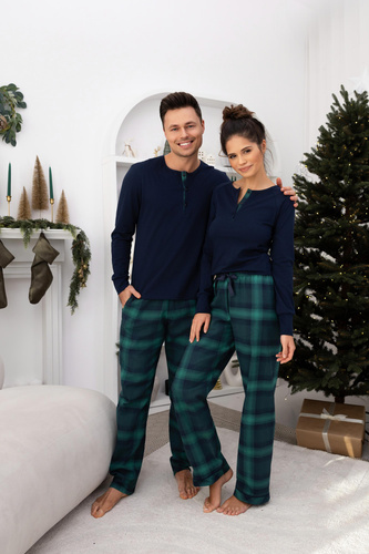 Cassandra Piżama damska Sensis – bawełniana, długa, w kratkę