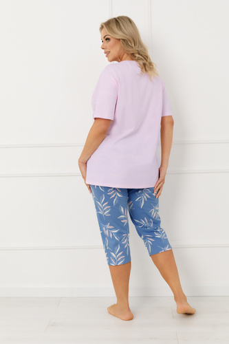 Piżama damska ERULA Italian Fashion bawełna krótki rękaw spodnie 3/4- różowa