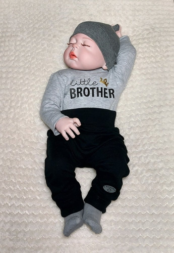 "Little Brother" Body z długim rękawem Bambarillo szary (w)