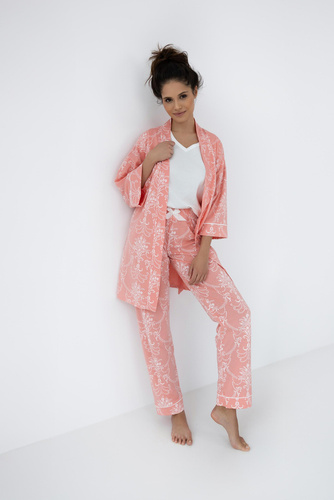 Kalina Piżama damska Sensis - ecru-łososiowy