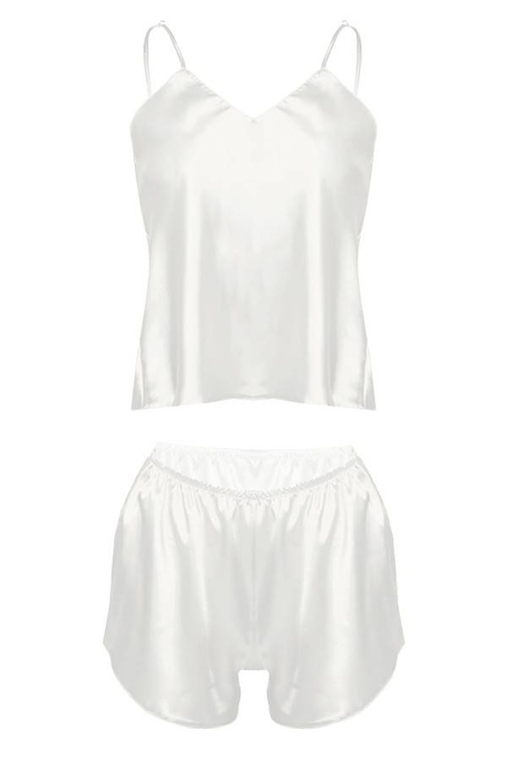 Karen Komplet piżamka damska satyna DKaren -jasny ecru