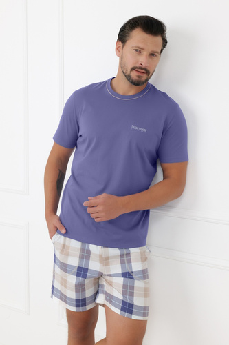 Piżama męska Juno Italian Fashion 100% bawełna krótki rękaw szorty-jeansowa