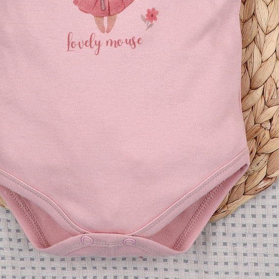 ABN-5689 Body niemowlęce Nini Małe Myszki bawełna organiczna napy ramię antyalergiczne