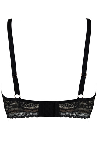 19236 Feel Mediolano Bralette Long Black – koronkowy biustonosz z przedłużonym pasem