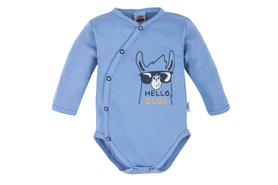 03227G "Hello Dude" Body baby z długim rękawem Makoma grafitowy 