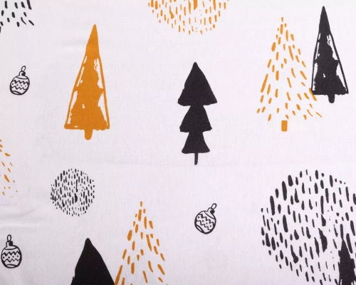 F-87 Pościel flanelowa świąteczna choinki bombki Matex biały