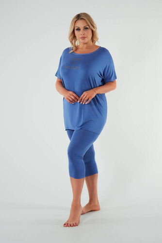 Natura Piżama Damska krótki rękaw, 3/4 spodnie Italian Fashion - niebieski 