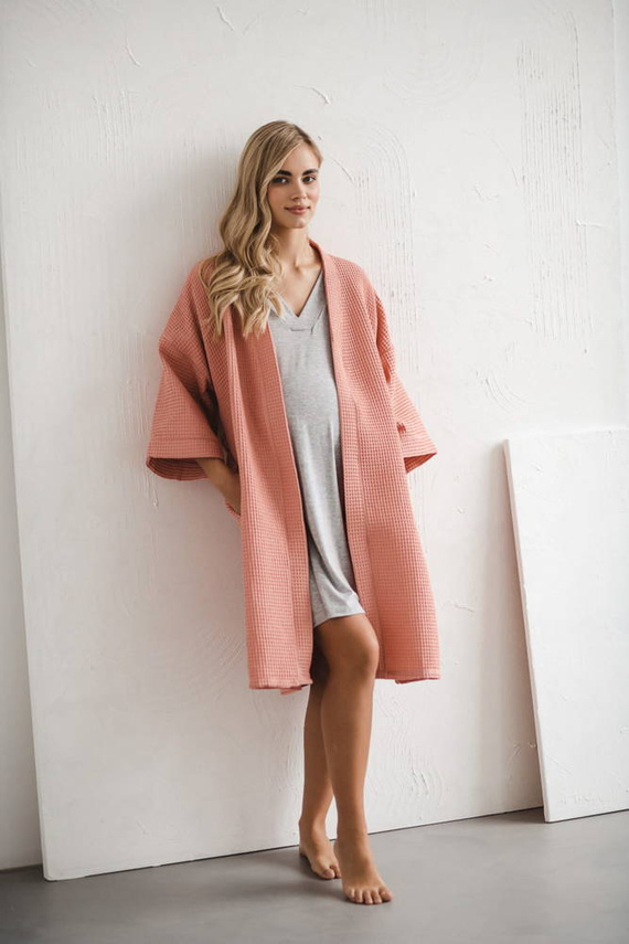 Moon wiskozowa koszula nocna ciążowa i do karmienia Milk&Love jasny szary melanż