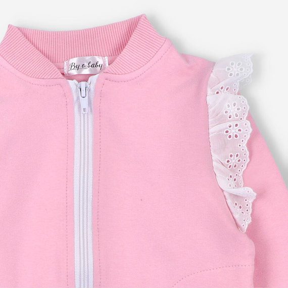 BOB-0005 Dziewczęca bluza dresowa bomberka By o Baby różowy