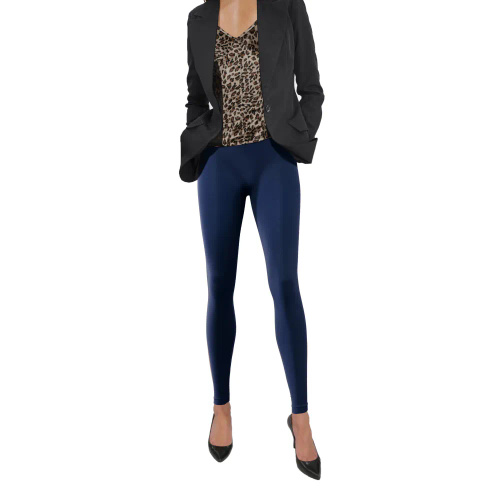 Legginsy Long Bezszwowe kryjące długie Sesto Senso granatowy