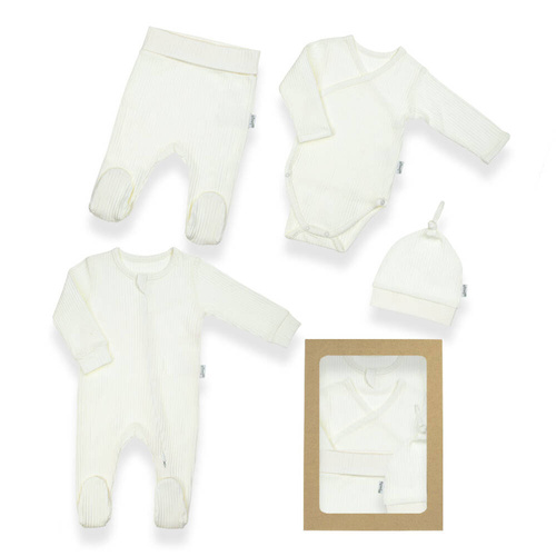 4520 02 Komplet wyprawkowy 4-częściowy nadruk "Basic" Nicol - kremowy