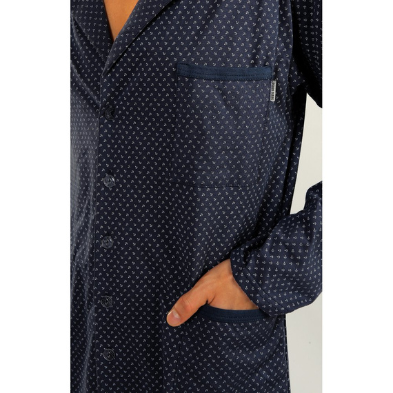 Rozpinana Piżama Męska Sesto Senso - kotwiczki granatowy