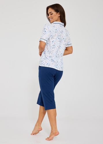 Cornette Yvonne 347/347 piżama damska bawełniana rozpinana kwiaty 7/8