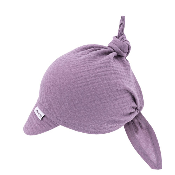 Cotton Muślin Chustka z daszkiem wiązana Makaszka berry mousse