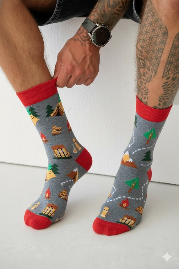 0125.053 Trekking – męskie skarpety Milena z kolorowym wzorem, Melanż