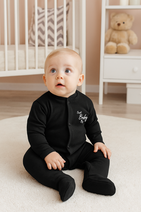 Pajac bawełniany "Black & White - boy" Terjan - czarny