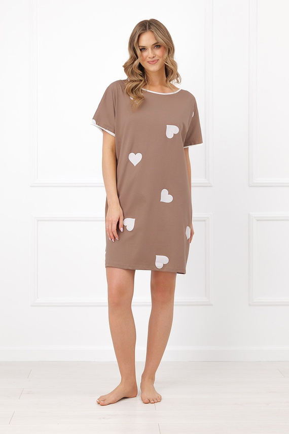 Italian Fashion Mila Koszula nocna Mega Soft krótki rękaw serca bawełna