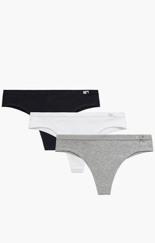 3CLP-005 brazyliany Figi damskie Atlantic - czarny-biały-szary