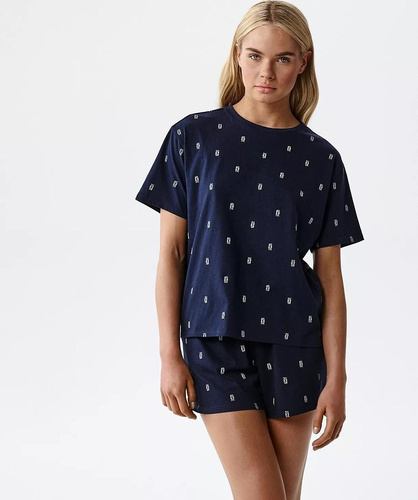 Piżama damska Atlantic NLP-510 bawełna 100% szorty komfort granatowa