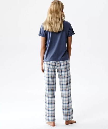 Piżama damska Atlantic NLP-513 modal-bawełna krótki rękaw wzorzyste spodnie grafitowa