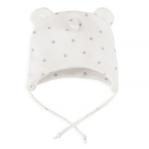 Hello Czapka niemowlęca wiązana Pinokio - ecru słoneczka