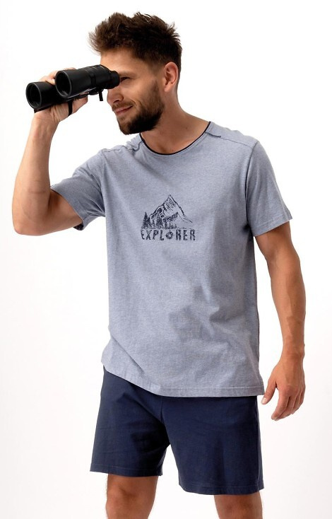 MNS 628 Piżama Męska Key niebieski melanż 