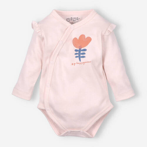 ABN-5152 Tęczowy Ogród Body z bawełny organicznej Nini - różowe