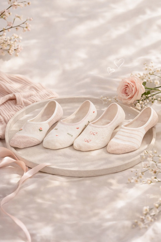 Baleriny damskie Noviti ST096 bawełniane niewidoczne silikon komfort