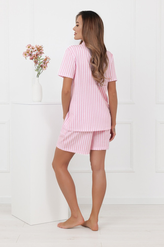 Piżama damska Genna Italian Fashion 100% bawełna krótki rękaw szorty- różowa 