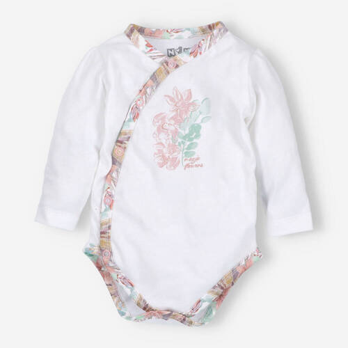 ABN-4547 Magic Flowers Body z bawełny organicznej Nini - białe