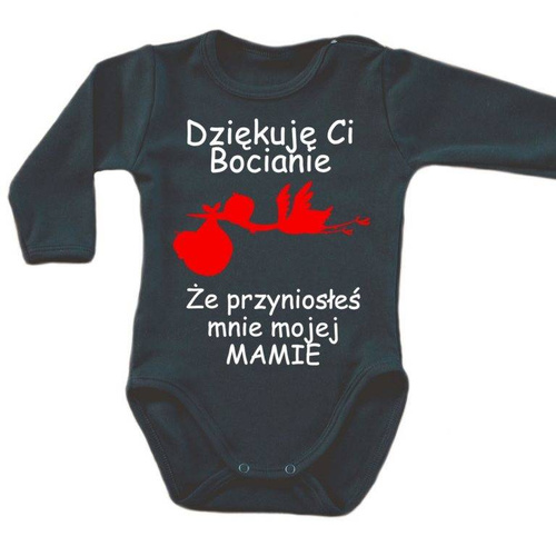 Body długi rękaw "Dziękuję ci bocianie" Moocha biały