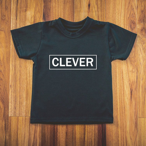 Koszulka dziecięca krótki rękaw "Clever" Moocha czarny