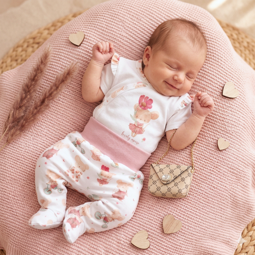 ABN-5685 Body niemowlęce Nini Małe Myszki organiczna bawełna kopertowe krótki rękaw