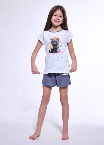 245/109 246/109 Black Cat Piżama dziewczęca Cornette biały 