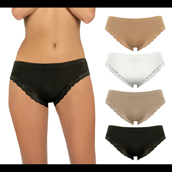 Figi damskie Sesto Senso 6108 koronka bezszwowe elastyczne komfort czarne